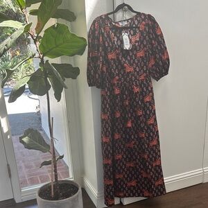 Chic Black and Pink Long Sleeve Dress